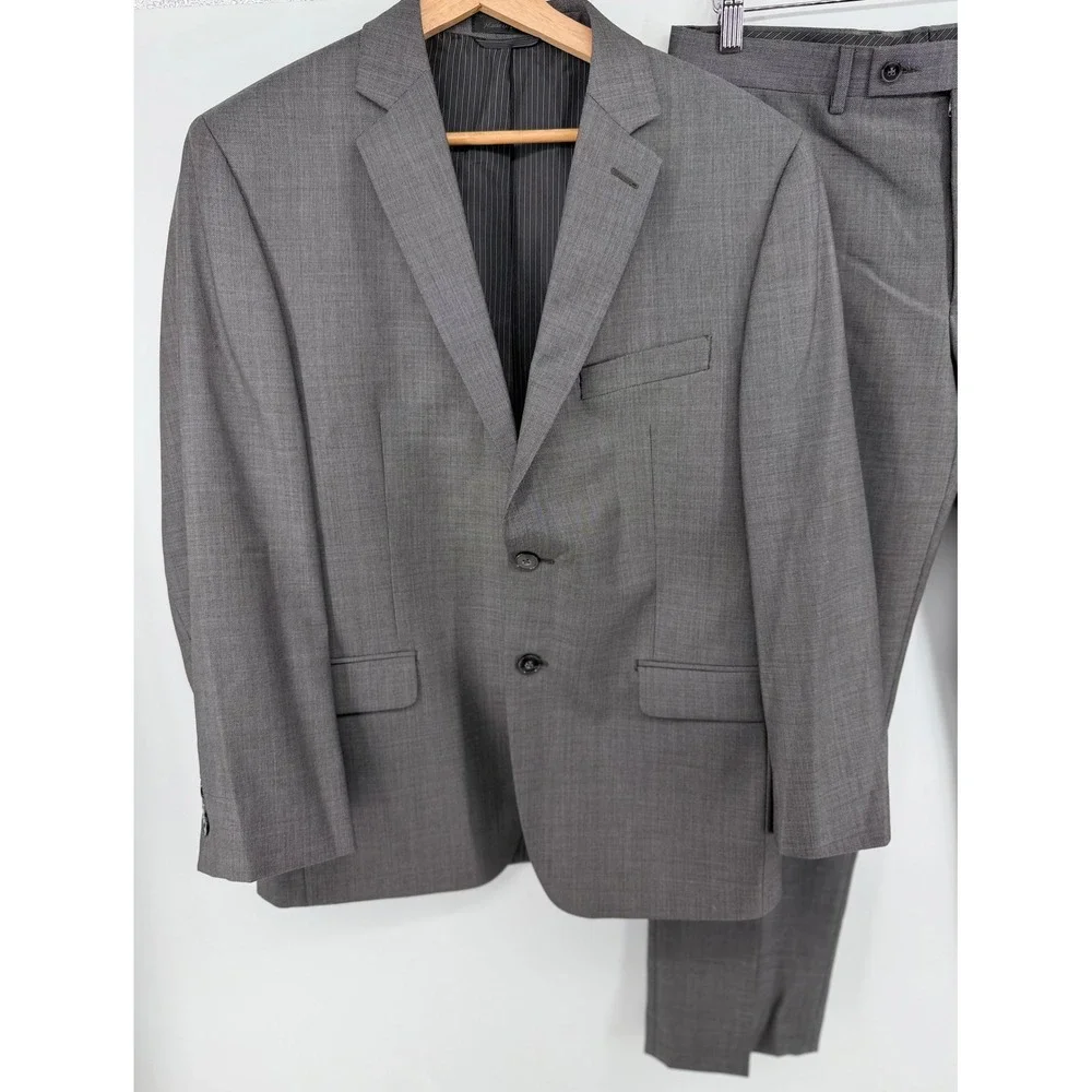 Calvin Klein Mens Slim Fit Grey 100% Wool 2 Piece Suit 38S 32W x 28L